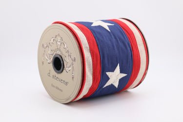 Wide 4 inch Americana wired ribbon on spool