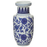5-inch ceramic vase with blue floral pattern and wide flared opening