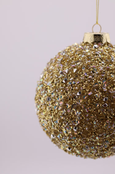 5" Glitter & Diamond Glass Ornament - Silver & Gold