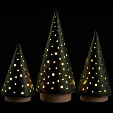 Green Ceramic Light-Up Holiday Trees (Set of 3)