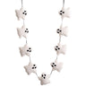 Six-foot Halloween garland with nine plush white ghosts featuring black eyes and mouths on a slim black cord