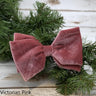 Vintage pink velvet bow with clip, 6-inch for holiday decor or gifts