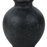 Matte charcoal round ceramic vase with narrow neck, 7.75 inches tall