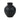 A small matte black ceramic pot with a rounded bulbous body and a short flared rim, shown against a plain white background.