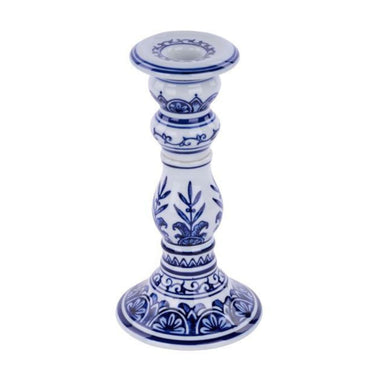 Blue & White Chinoiserie Porcelain Candlestick