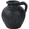 Charcoal ceramic pitcher vase with handle, 8 inches tall