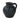 A rustic black ceramic pitcher shaped vase with a rounded body, short flared rim, and a single loop handle, shown on a plain white background.