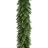 Nine-foot artificial Christmas garland with full mixed evergreen foliage and long pine needle accents, measuring 24 inches wide.