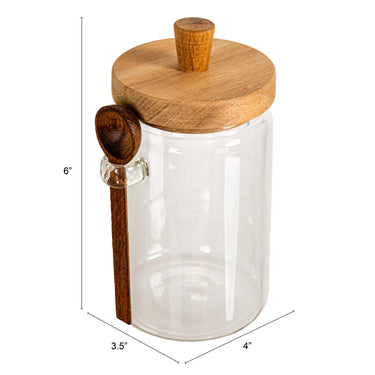 Glass Canister Set with Wooden Lid & Spoon – Airtight Kitchen Storage Jars (Set of 2)