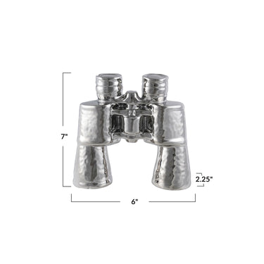 Decorative Chrome Binoculars Sculpture – Modern Metallic Home Décor Accent