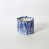 Blue ceramic Amalfi pot with dimensional hand-painted sardine design on white background
