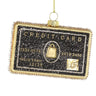 Cody Foster Black Credit Card glass ornament with black and gold card design, glitter accents, raised details, and gold hanging cord.