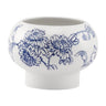 blue white floral mum pedestal bowl ceramic planter decorative centerpiece