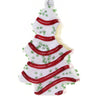 Cody Foster Christmas Tree Cake Ornament featuring a white glass tree-shaped snack cake with red icing stripes, green sprinkle accents, glitter, and a bite detail.