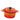Cody Foster Orange Dutch Oven Ornament featuring a glass miniature Dutch oven with an orange-red finish, side handles, lid, and glitter accents.