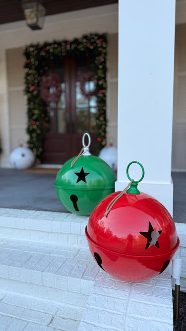 Oversized Red Metal Jingle Bell Ornament - 20"