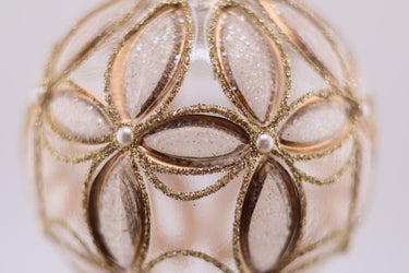 Gold Etched Glass Ball Ornament, 4"