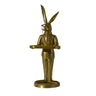 Antique gold E+E Eric Butler Stand featuring a sculpted hare with tall ears, monocle, mustache, formalwear details, and a decorative tray.