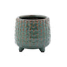 green embossed footed planter textured ceramic plant pot small indoor planter