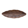 Hand-carved acacia wood dish with natural leaf-shaped form