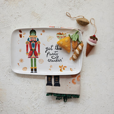 Nutcracker "Get this Party Crackin" Stoneware Platter