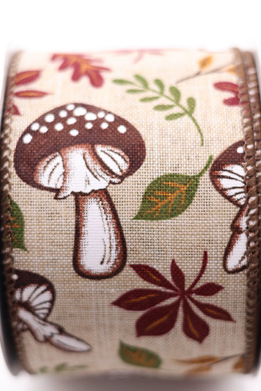 Earthy Fall Mushroom Ribbon - 2.5" x 10YD