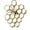 Cody Foster Honeycomb Bee Ornament featuring a gold glitter honeycomb design with a black and gold bee, made from paper mache.