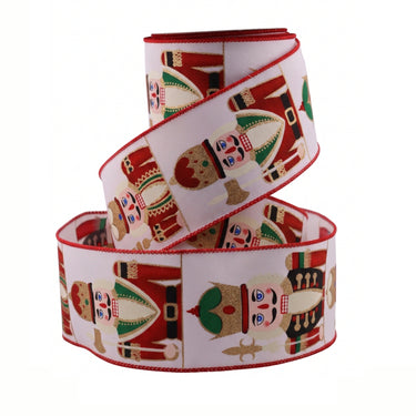 2.5" x 10YD Nutcracker Ribbon - White/Red/Green/Blue/Black