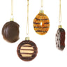 Cody Foster Scout Cookies Ornament Set featuring assorted glass cookie ornaments with chocolate, caramel, striped, and sandwich-style designs with gold hanging cords.