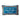 Straight needlepoint pillow front view with blue center panel, multicolor geometric border, and playful text