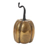 Gold metal totem pumpkin with black curved stem and distressed finish