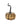 Small antique gold cast aluminum Totem Pumpkin with rounded segments and a tall curled dark stem on a white background.