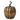 Antiqued gold metal pumpkin decor with distressed finish and sculptural black stem