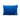 Try Me needlepoint pillow back view with bright blue velvet backing and embroidered Furbish logo