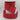 Heart-print red ribbon with wired edges displayed in a spiral arrangement