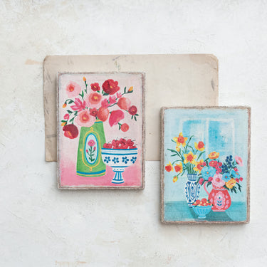 Wood Framed Canvas - Flowers in Vases