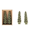 Set of two unscented cedar green candles shaped like evergreen trees, 4.75 inches tall