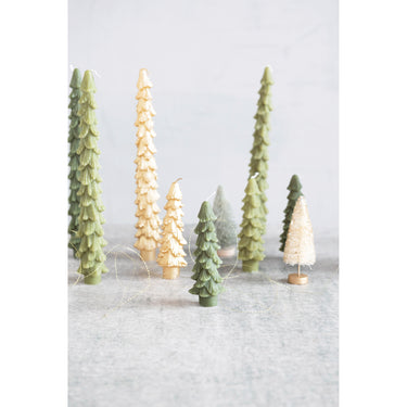 Unscented Tree Shaped Taper Candles - Cedar Green 4.75" (Set of 2)