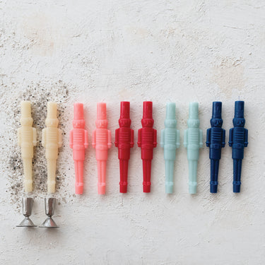 Unscented Nutcracker Shaped Taper Candles - Red 10" (Set of 2)