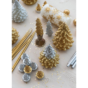 Unscented Tree Shaped Taper Candles - Gold 4.75" (Set of 2)