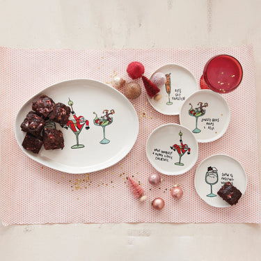 Holiday Cocktail Party Stoneware Platter – 14" Oval