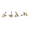 Cast Aluminum Snake Shaped Napkin Rings, Gold Finish, Set of 4 Tied with Jute