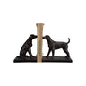 Black resin dog bookends set with one sitting dog and one standing dog holding books upright