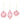 Embossed Iridescent Pink Glass Ornaments (3 Assorted) 3.75"H x 3.25" Dia, 4"H x 3.25"Dia, 5.25"H x 2.75"Dia