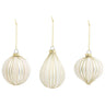 Champagne Glitter Glass Ornaments (3 Assorted) 3" - 4" H x 2.75" - 3.25"Dia