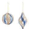 Gold/Blue Swirl Ornaments, Glass (Set of 2)