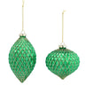 Green/Gold Mesh Ornament, Glass (Set of 2) 3.5"-5.25"H x 3" - 4"Dia