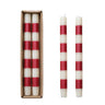 10"H Unscented Taper Candles w/ Stripes in Box, Set of 2 (Approximate Burn Time 15 Hours)