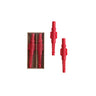 Set of 2 red unscented nutcracker-shaped taper candles, 10 inches tall.