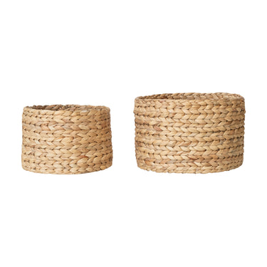 Hand-Woven Water Hyacinth Tree Collars, Natural, Set of 2